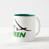 Ich fliege GRÜN Zweifarbige Tasse (VorderseiteRechts)