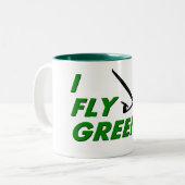 Ich fliege GRÜN Zweifarbige Tasse (Vorderseite Links)