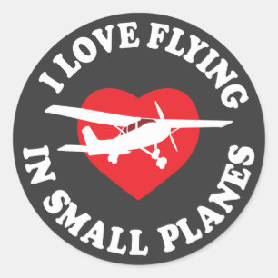 Ich fliege Liebe in kleinen Flugzeug Runder Aufkleber
