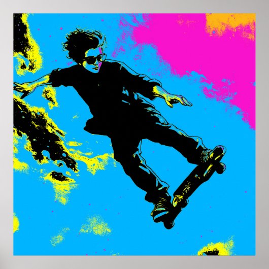 Ich fliege - Skateboarder Poster (Vorne)