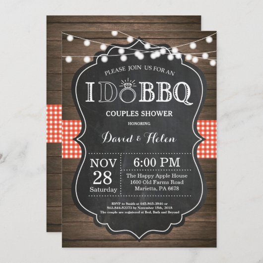 Ich fordere Rustikale Hochzeitsangriffe durch GRIL Einladung (Vorne/Hinten)