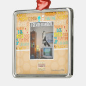 Ich frage Gefahr ab Silbernes Ornament (Links)