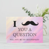 Ich fragte dir eine Frage: Werden Sie mein Trauzeu Einladung (Stehend Vorderseite)
