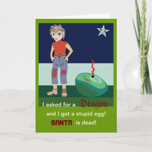 Ich fragte für einen Drachen Feiertagskarte (Vorderseite)