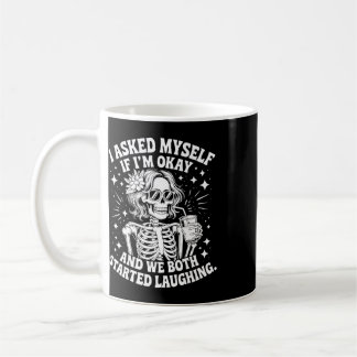 Ich fragte mich, ob ich okay bin und wir beide fin kaffeetasse