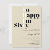 Ich freue mich, dass ich sechzig Fett Beige 60. Ge Einladung (Vorderseite)
