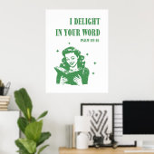 Ich freue mich in Ihrem Word Green Retro Christlic Poster (Heimbüro)