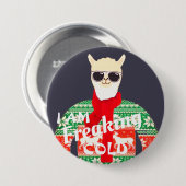 Ich friere! Funny Christmas Llama Design Button (Vorne & Hinten)