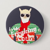 Ich friere! Funny Christmas Llama Design Button (Vorderseite)