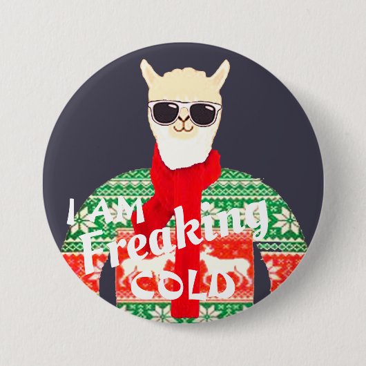 Ich friere! Funny Christmas Llama Design Button (Vorderseite)
