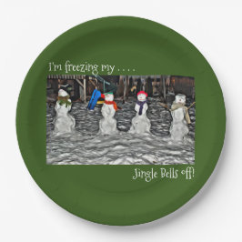 Ich friere meine Jingle-Bells ab - Schneemenschen Pappteller