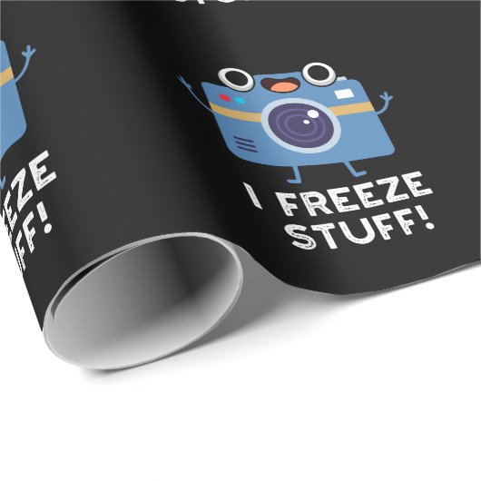 Ich friere Stuff Funny Camera Puff Dark BG Geschenkpapier (Rolleneckpunkt)