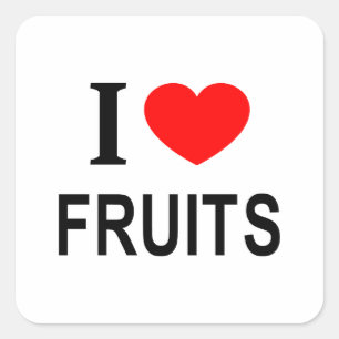 Ich ❤️ FRÜCHTE ICH LIEBE FRÜCHTE ICH HERZ FRÜCHTE Quadratischer Aufkleber