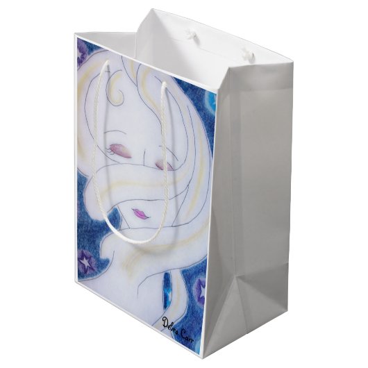 Ich fühle mein Universum Mittlere Geschenktüte (Rückseite Schrägansicht)
