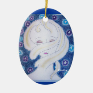 Ich fühle meinen Universe-Oval-Ornament Keramikornament