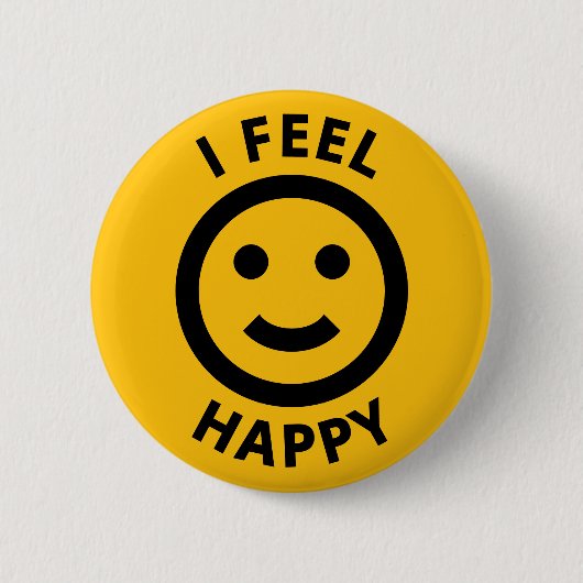 Ich fühle mich glücklich, dass das gelbe Emoji-Ges Button (Vorderseite)