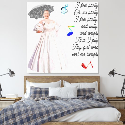 Ich fühle mich Hübsch geätzt Canvas Print Leinwanddruck (Insitu (Schlafzimmer))