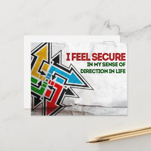 "Ich fühle mich sicher" Motivation Affirmation Postkarte (Vorderseite/Rückseite Beispiel)