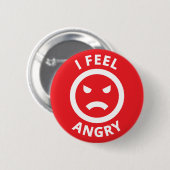 Ich fühle mich wütend auf Red Emoji Face Emotion Button (Vorne & Hinten)