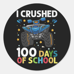 Ich fuhr 100 Tage Monster-Truck-Boys der Schule pl Runder Aufkleber