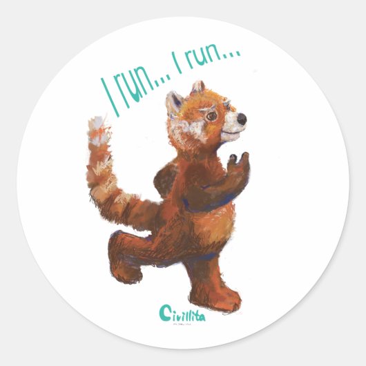 Ich führe Joggen Red Panda Sticker aus (Vorderseite)