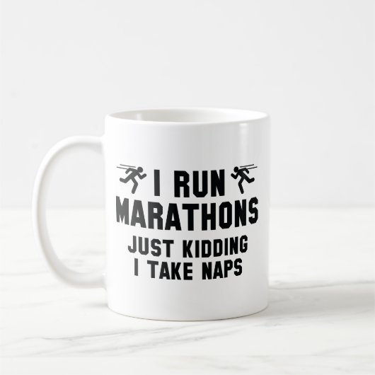Ich führe Marathons aus Kaffeetasse (Links)