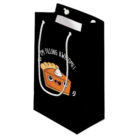 Ich fülle Phantastischen Funny Pie Pun Dark BG Kleine Geschenktüte (Vorderseite Schrägansicht)