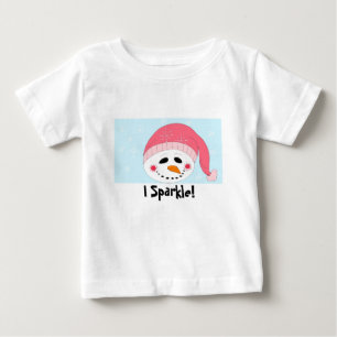 Ich funkelnder Schneemann mit rosafarbenem Toque Baby T-shirt