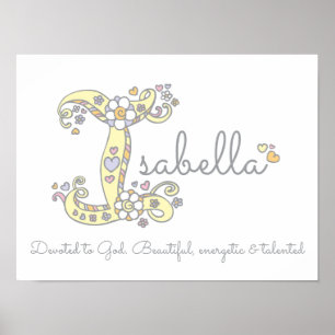 Ich für Isabella anfängliche Kritzelkunst Name Bed Poster