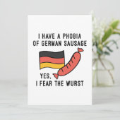 Ich fürchte den Wurst Dankeskarte (Stehend Vorderseite)