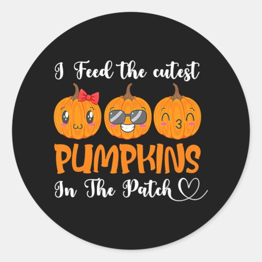 Ich Fütterte Niedliche Pumpkins in der Patch-Lunch Runder Aufkleber (Vorderseite)