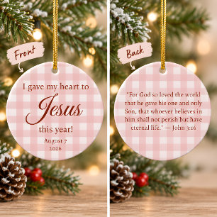 Ich gab Jesus mein Herz zu Weihnachten Keramik Ornament