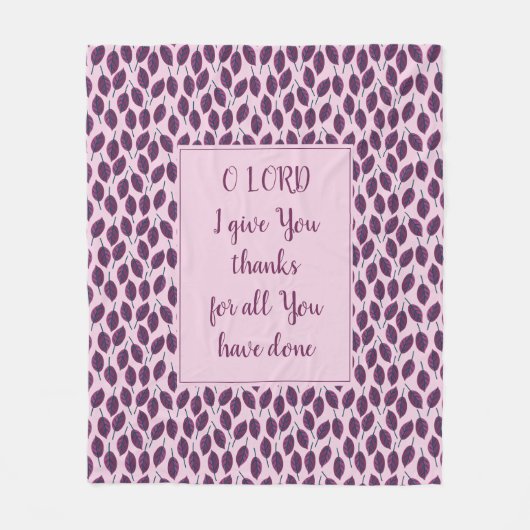 ICH GEBE DIR DANKE LORD | LILA BLÄTTER | Fall Fleecedecke (Vorderseite)