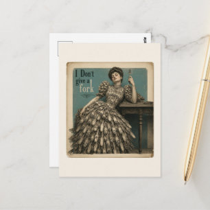 Ich Gebe Einen Dreck Um Eine Gabel Faux-Vintage-Po Postkarte