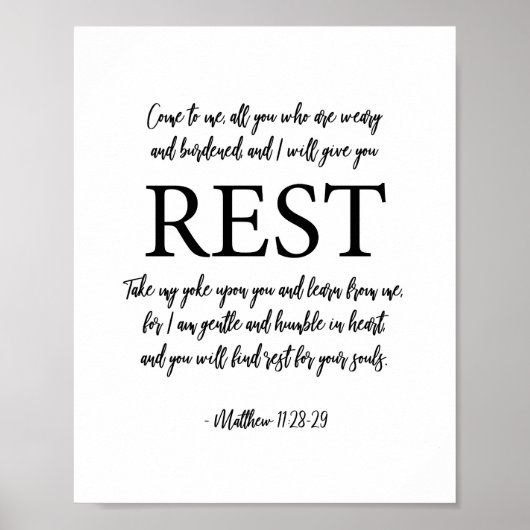 Ich gebe Ihnen Erholung Bibel Verse Christlich dru Poster (Vorne)