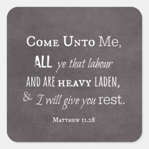 Ich gebe Ihnen Erholung Bible Verse Scripting Quadratischer Aufkleber