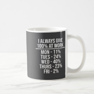 Ich gebe immer 100% bei der Arbeit Lustige Arbeits Kaffeetasse
