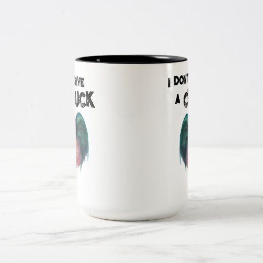 Ich gebe keinen "Cluck Funny Farm Rooster" Zweifarbige Tasse (Mittel)