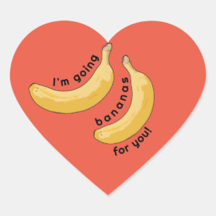Ich gehe Bananen für dich aufklebern Herz-Aufkleber