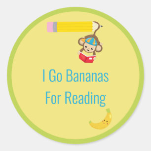 Ich gehe Bananen zum Lesen von Affen Runder Aufkleber