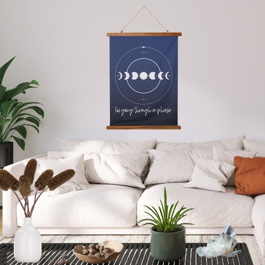 Ich gehe durch einen Phase-Mond Wandteppich Mit Holzrahmen