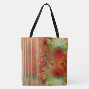 Ich gehe im Glauben Gerber Gänseblümchen Christent Tasche