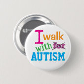 Ich gehe mit Autismus - Buntes Autismus-Bewusstsei Button (Vorne & Hinten)