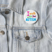 Ich gehe mit Autismus - Buntes Autismus-Bewusstsei Button (Beispiel)
