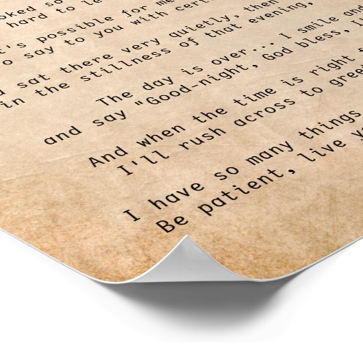 Ich gehe mit dir Beileid Gedicht Poster (Ecke)