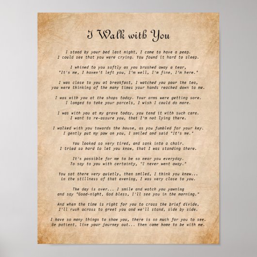 Ich gehe mit dir Beileid Gedicht Poster (Vorne)