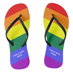 "Ich gehe mit Stolz" Gay Pride-Regenbogen Badesandalen