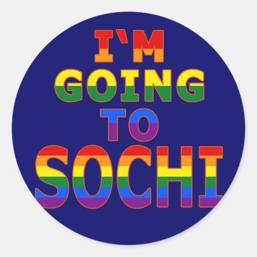 Ich gehe nach Sochi in den Gay Runder Aufkleber (Vorderseite)