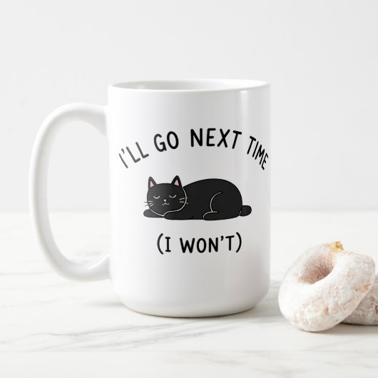 Ich gehe nächstes Mal - Lustiger Katzen-Introverti Kaffeetasse (Mit Donut)