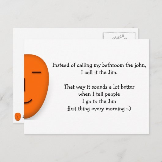 Ich gehe zu Jim - Sende ein Lächeln - Funny Postca Postkarte (Vorne/Hinten)